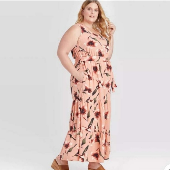 AVA & VIV Salmon Pink Maxi Dress - Picture 8 of 8